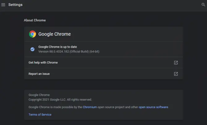 Update Google Chrome to latest version