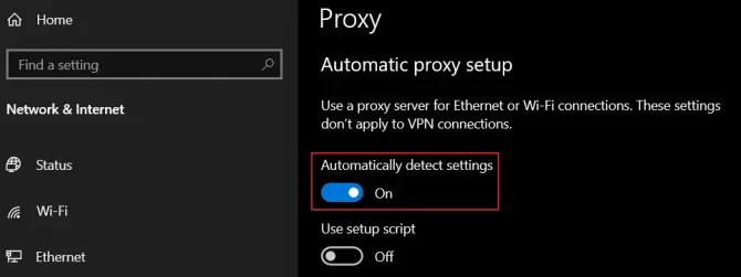 Toggle Proxy on Windows 10