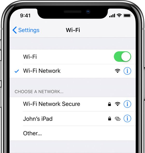 WiFi connection on iPhone