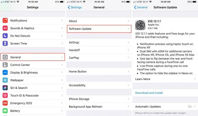 How to do a software update on an iOS device