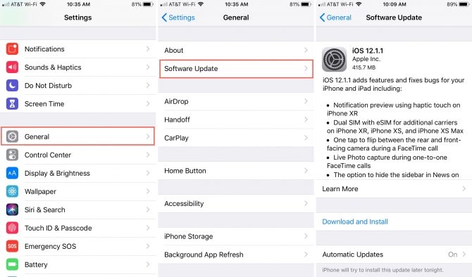 How to do a software update on an iOS device