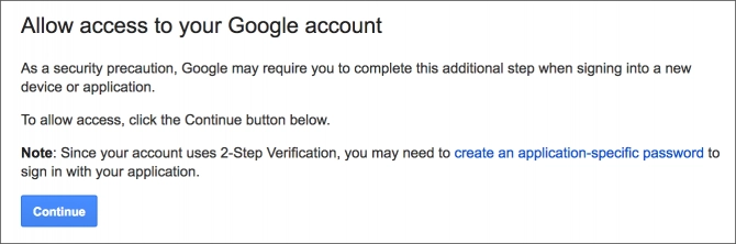 Allow access to your Google account