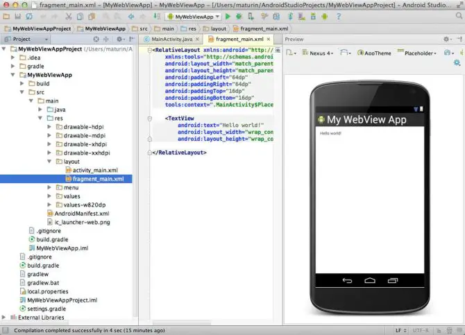 WebView app development in Android Studio