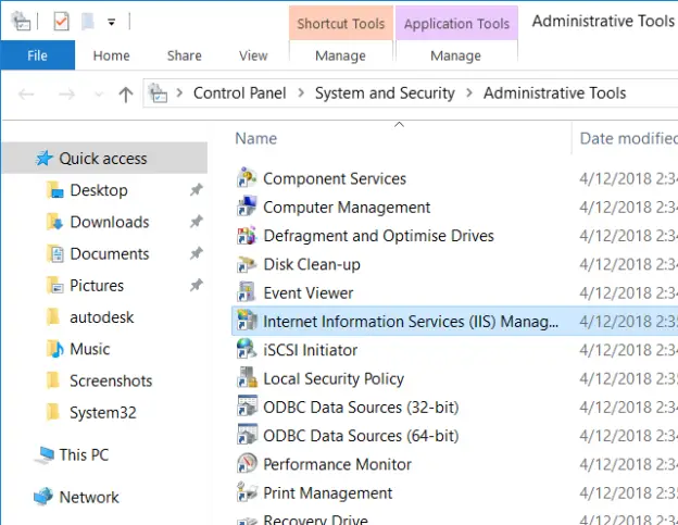 Open Internet Information Services (IIS) Manager