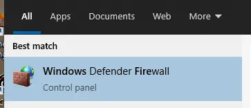 Open Windows Defender Firewall
