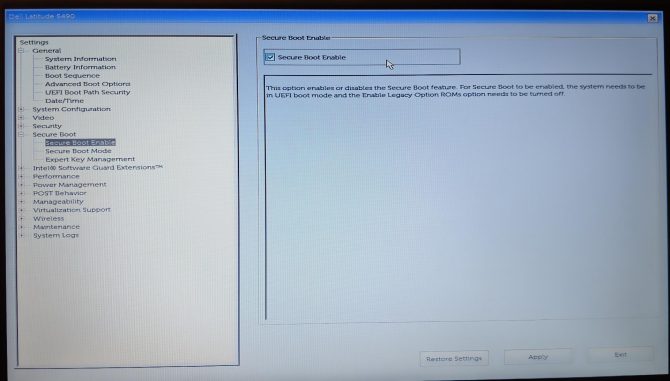 enable secure boot