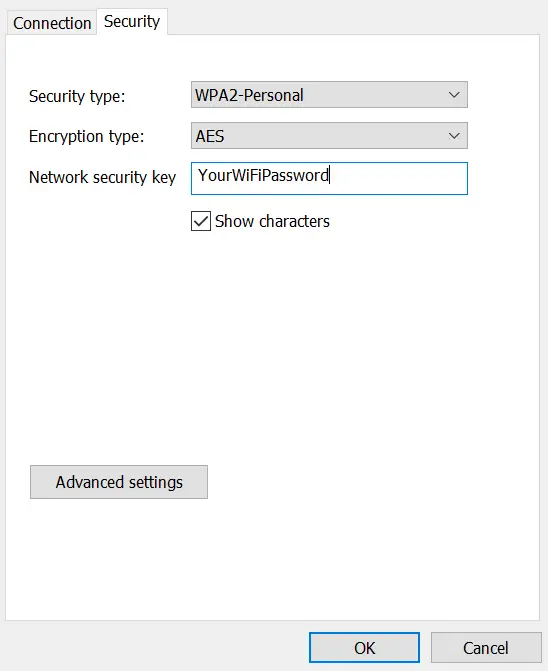 WiFi password found in Windows wireless properties