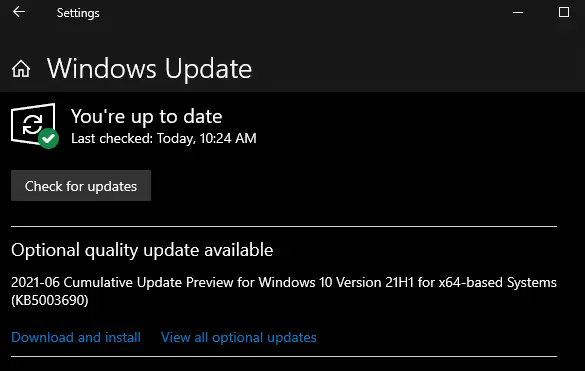 Check for Windows updates