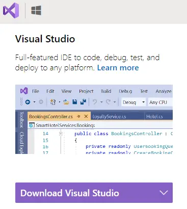Microsoft Visual Studio Download.