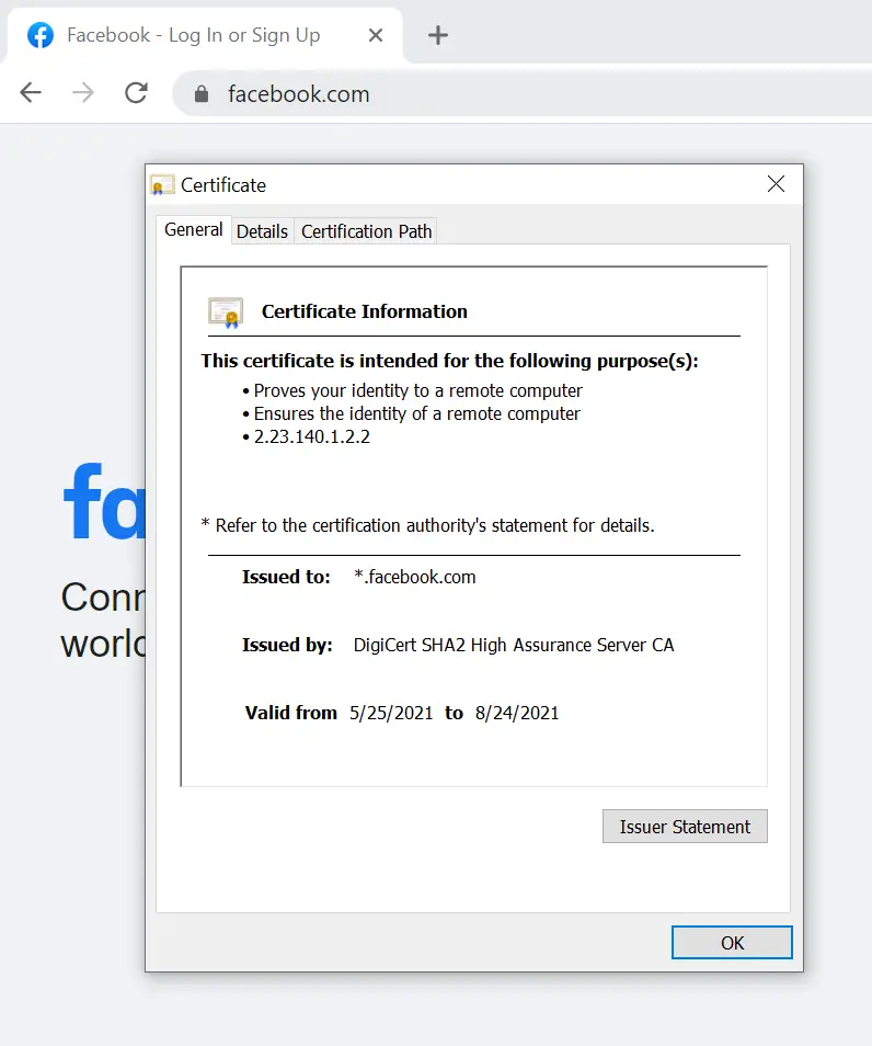 Facebook SSL Certificate