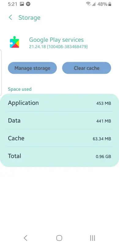 Clear storage cahce