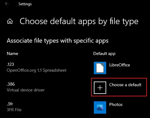 Windows 10 Settings - Apps, Set Java as a Default Program to Use