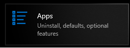 Apps in Settings Window on Windows 10