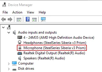 Microphone Appearing in the Device Manager List on Windows 10. Computer is recognizing the Microphone.