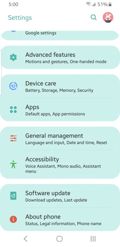 Apps in Android Settings