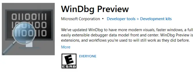 WinDbg Preview Download Tool