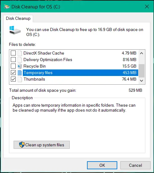 Disk Cleanup for OS