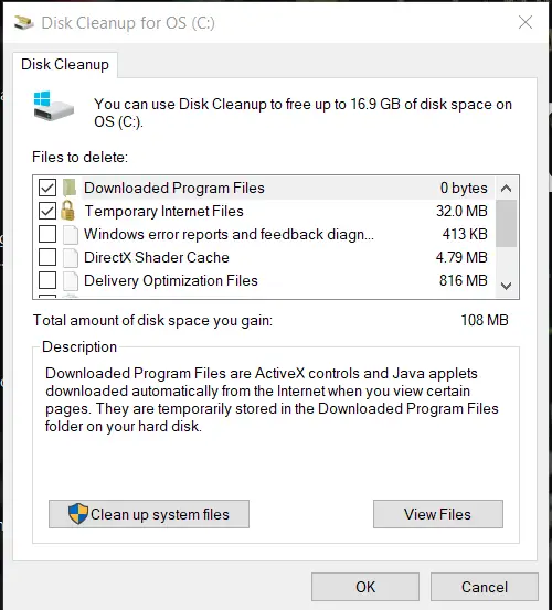 Disk Cleanup for OS