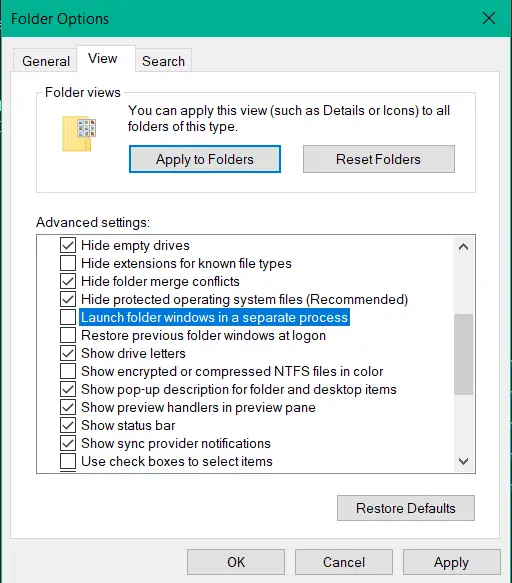 launch folder windows as a separate process option