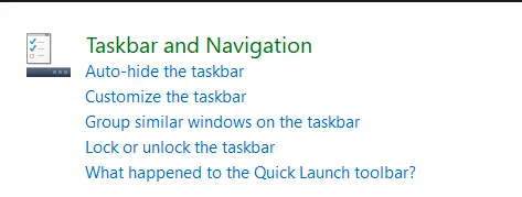 taskbar and navigation