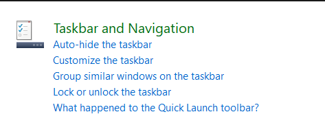 taskbar and navigation