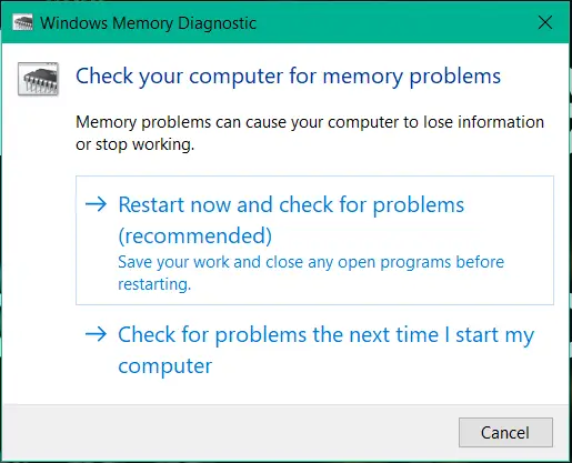 windows memory diagnostic