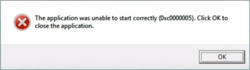 0xc0000005 error message on Windows 10