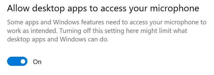 allow desktop apps to access your microphone