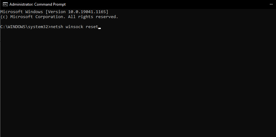 netsh winsock reset