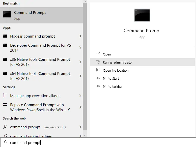 search for command prompt