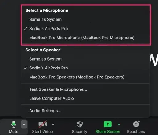 select a microphone