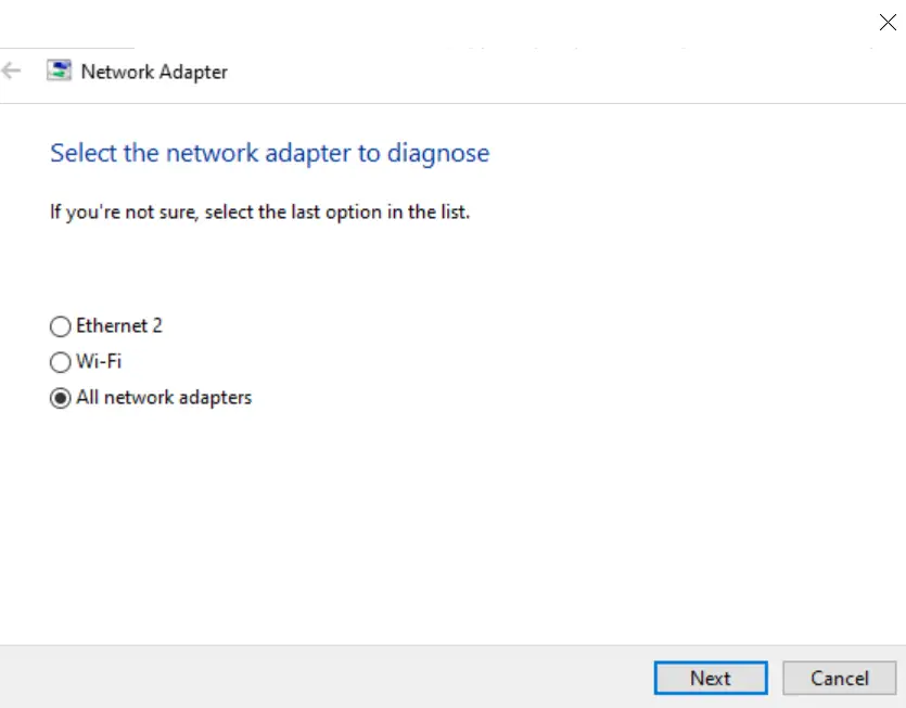 select network adapter