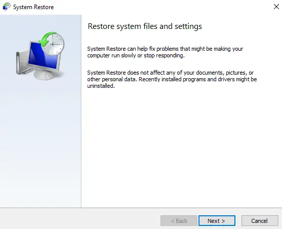 system restore