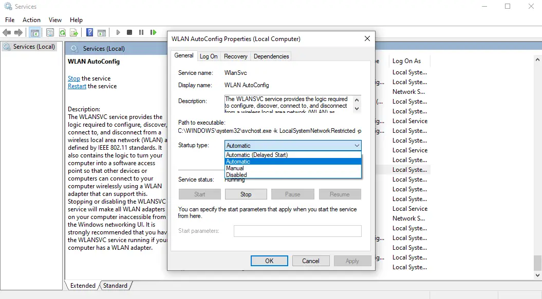 wlan autoconfig properties