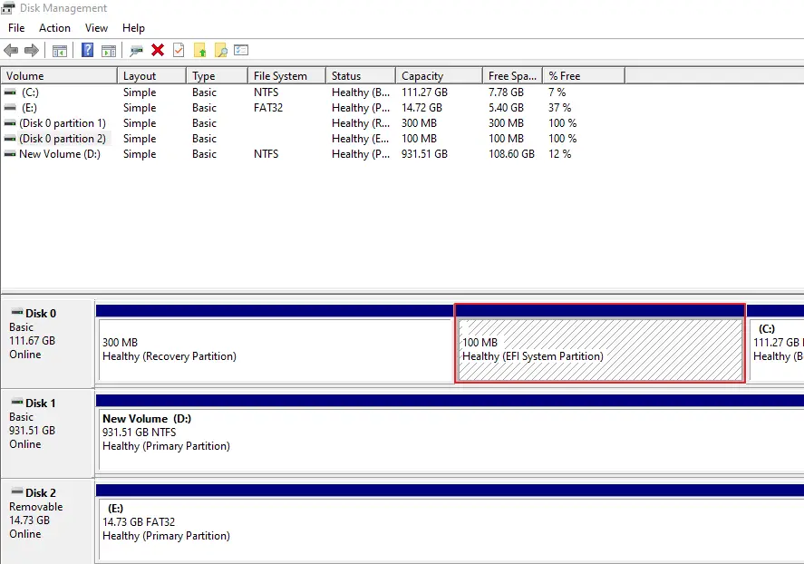 EFI System Partition - Healthy Example