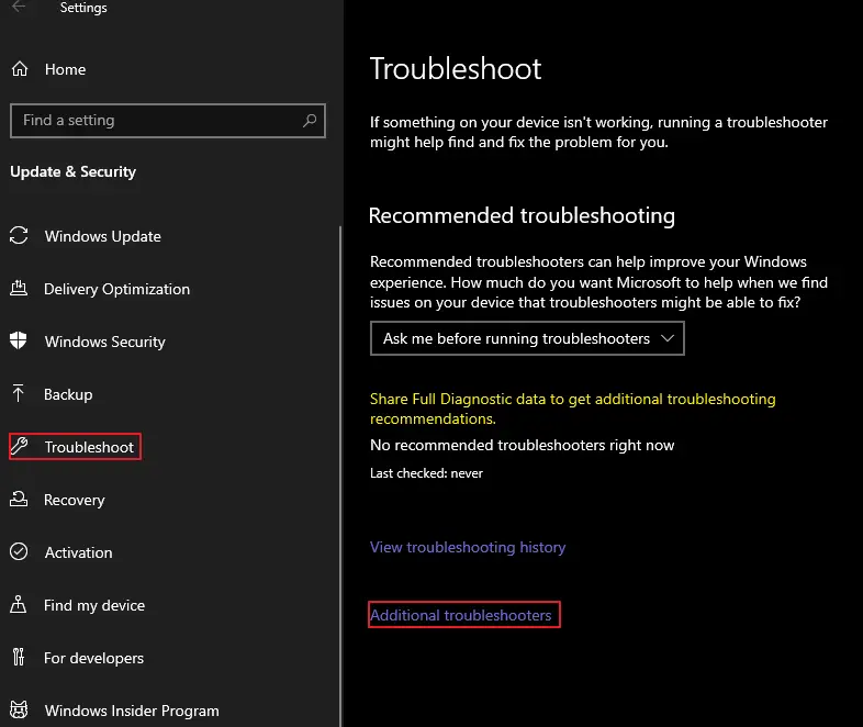 Advanced Troubleshooters