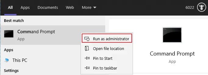 Command Prompt - Run as Administrator