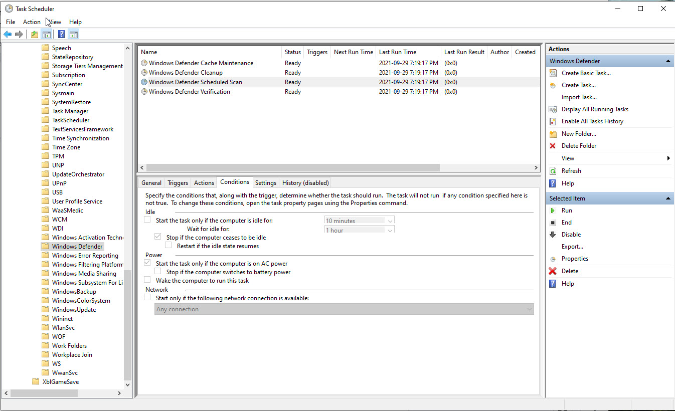 Windows Defender Scheduled Scan