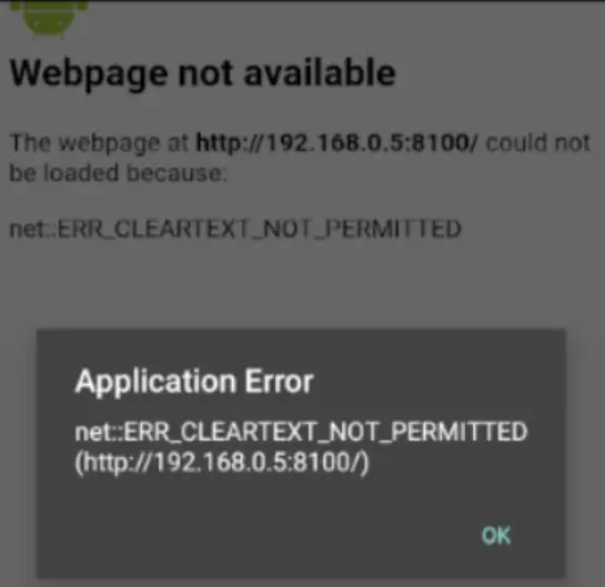 net::err_cleartext_not_permitted error message on Android
