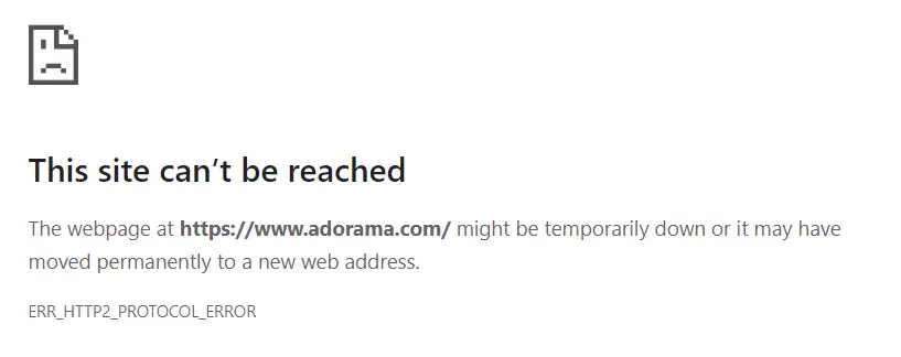 ERR_HTTP2_Protocol_Error as shown in Google Chrome