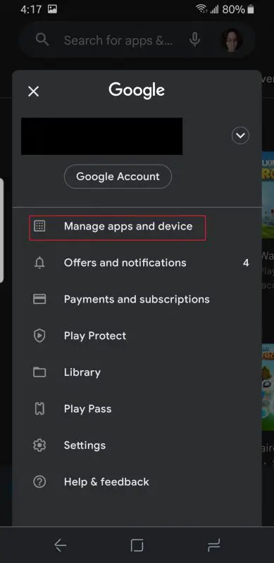 Google Play Store - Manage Apps
