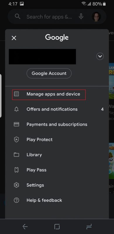 Google Play Store - Manage Apps