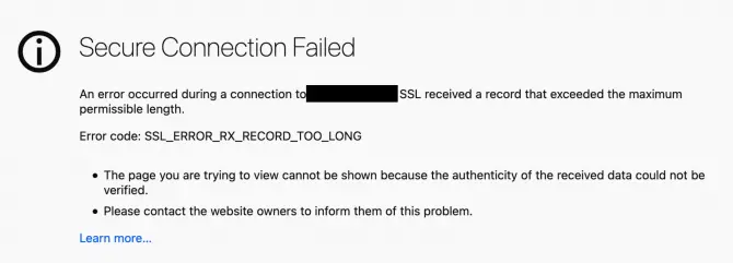 SSL_Error_RX_Record_Too_Long error message on Firefox