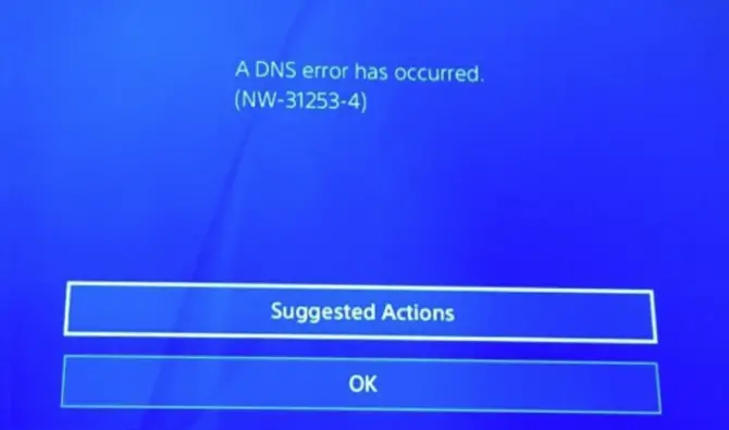 PS4 DNS error example NW-31253-4