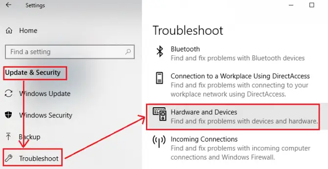 The hardware troubleshooter can fix the second monitor not detected issue