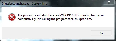 msvcr110.dll is missing error message
