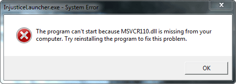 msvcr110.dll is missing error message