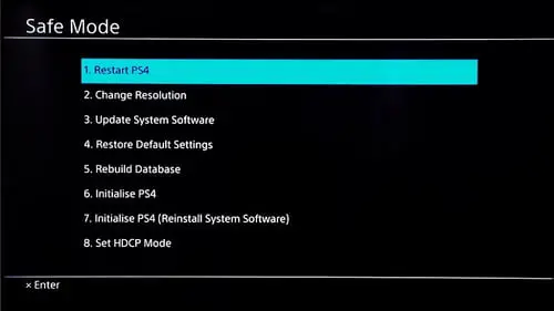 PS4 stuck in safe mode menu options