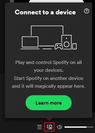 Check the selected playback device if Spotify is not playing songs