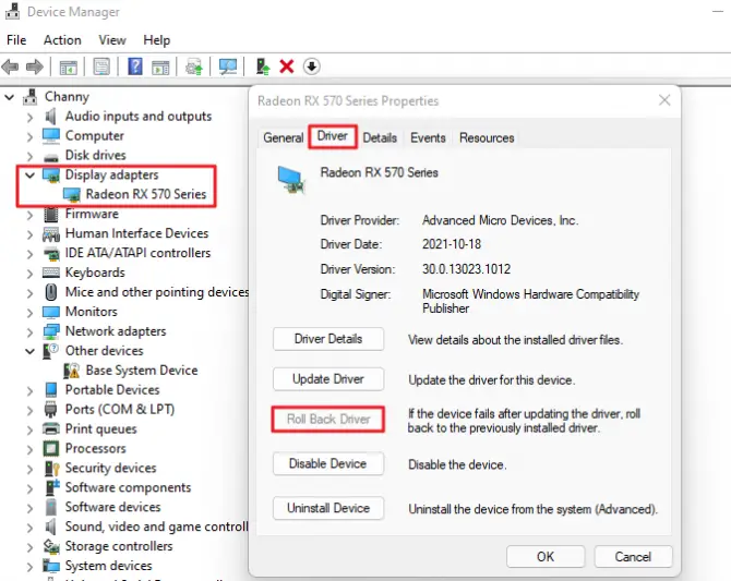 How to roll back display adapter driver when Windows cannot detect the second monitor